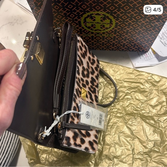 Tory Burch Leopard Print Crossbody Wristlet Bag - Picture 3 of 4